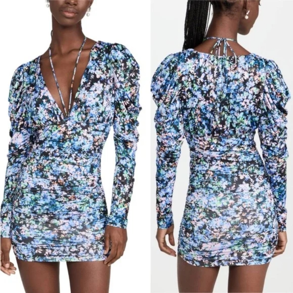 AFRM Macey Puffed Sleeve Floral Mini Dress In XS NWT
